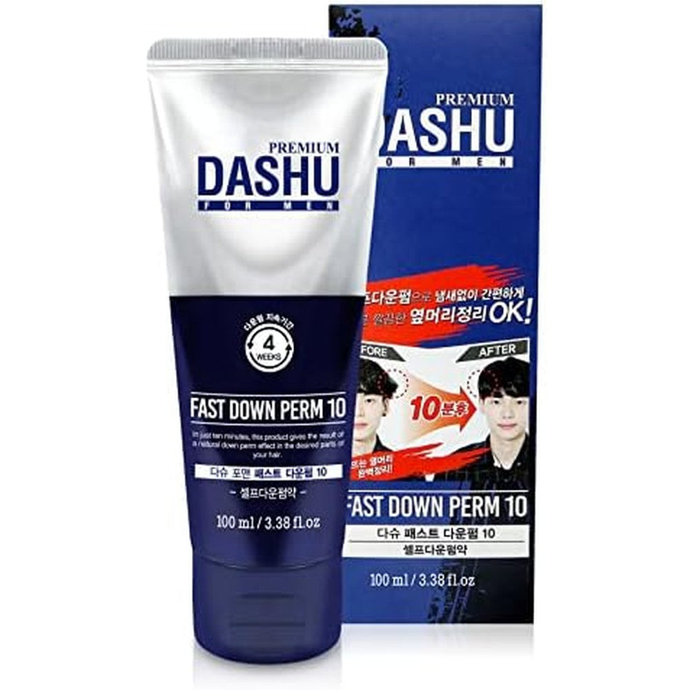 DASHU For Men Fast Down Perm box front view showing Korean salon styling packaging