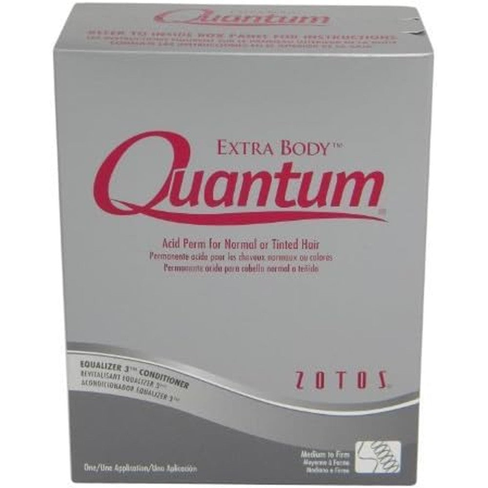 Quantum Classic Extra Body Acid Perm kit front view showing waving lotion and neutralizer components for salon professional hair curling.