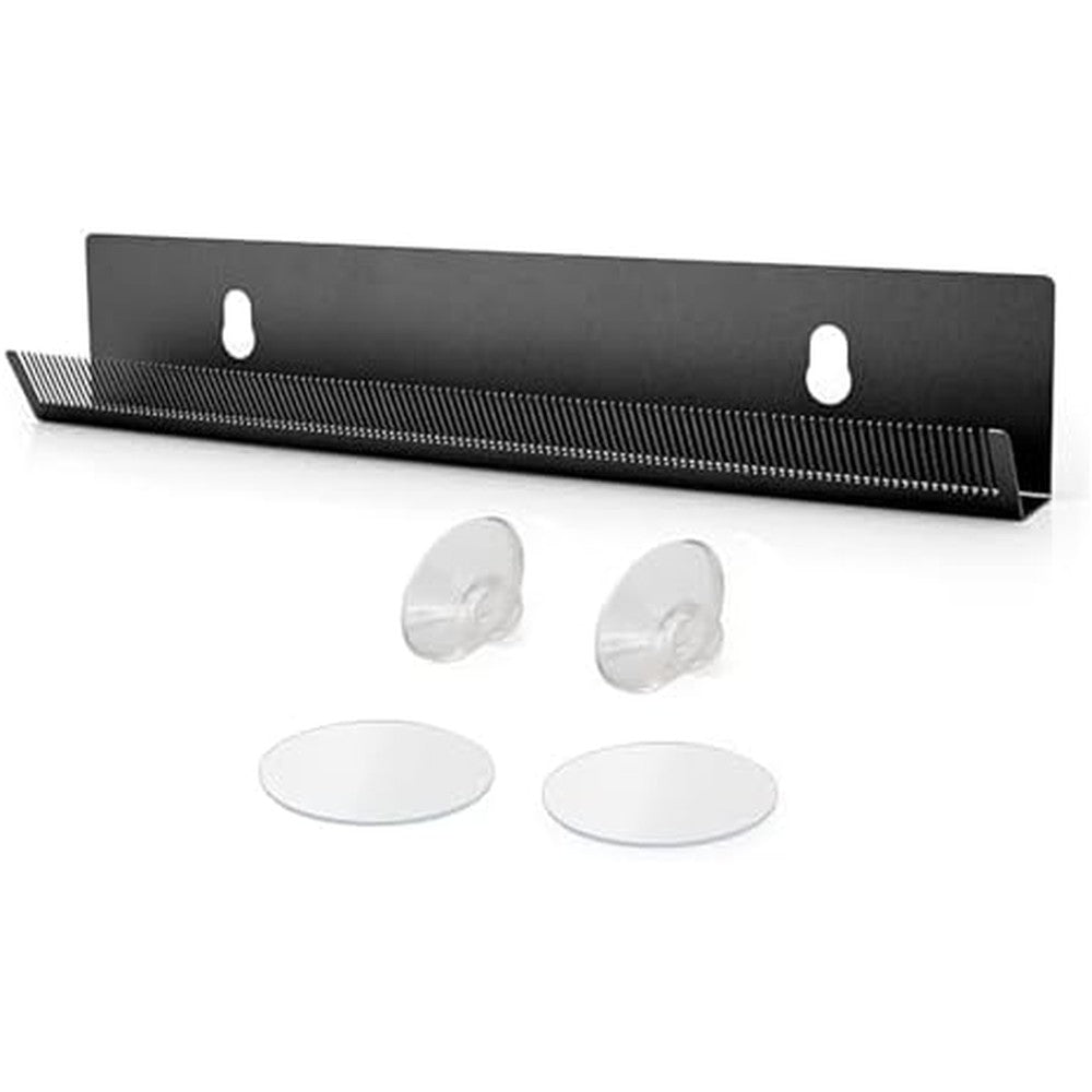 Xtension Styler Stainless Steel Hair Extension Holder front view mounted on a salon mirror.