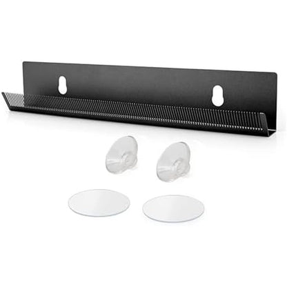 Xtension Styler Stainless Steel Hair Extension Holder front view mounted on a salon mirror.