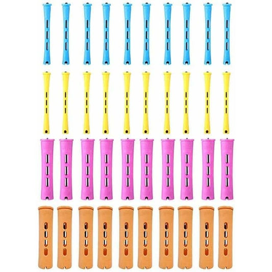 Lovppy hair perm rods set front view highlighting four colorful sizes for heatless curling