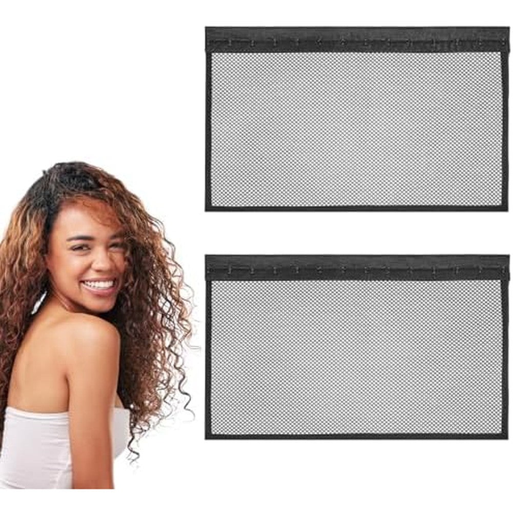 Yolev lock curly hair stretcher front view showing the 13 inch black mesh wrap.