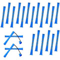 WILLBOND blue perm rods front view showing 20 pieces set with steel pintail comb for hair styling