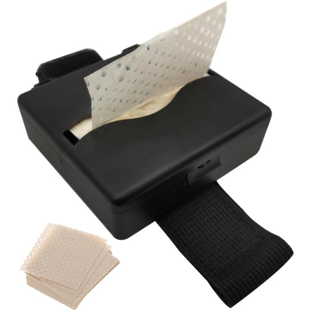 Secret Desire perm papers for hair front view showing black wristband dispenser box.