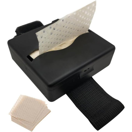 Secret Desire perm papers for hair front view showing black wristband dispenser box.
