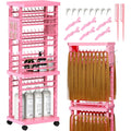 Sunnacate braiding rack with tools front view of pink standing hair separator