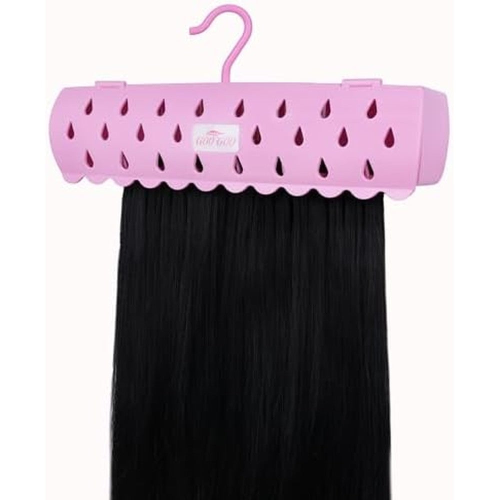 GOO GOO Hair Extension Holder front view pink styling stand for extensions