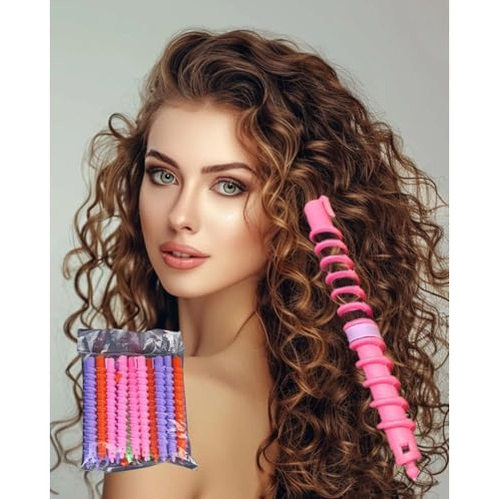 Generic 20-Pack Hair Curlers Spiral Perm Rods front view showcasing the spiral groove design for heatless hair styling.