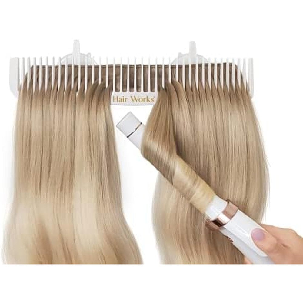 Hair Works ULTRA hair extension holder white front view mounting tool