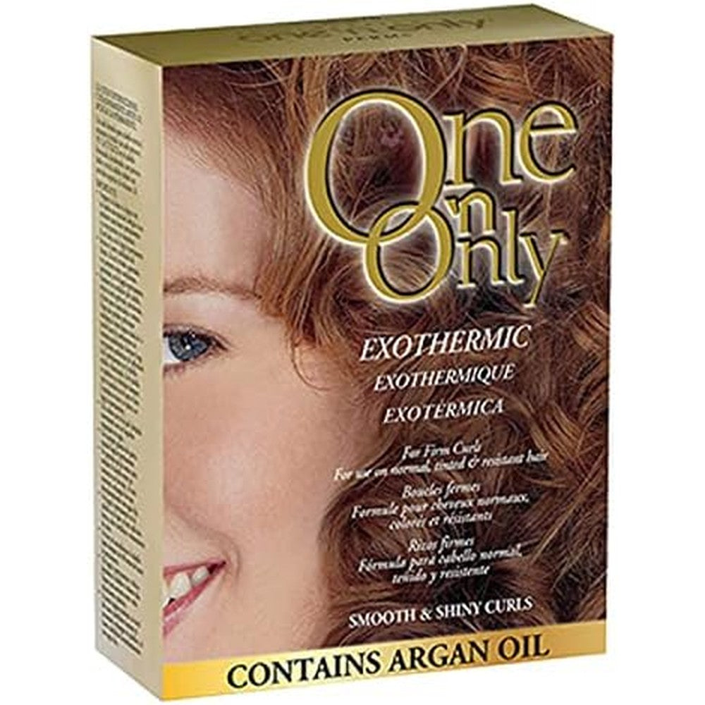 One 'N Only Exothermic Perm at home hair perm kit front packaging showing argan oil infusion benefits