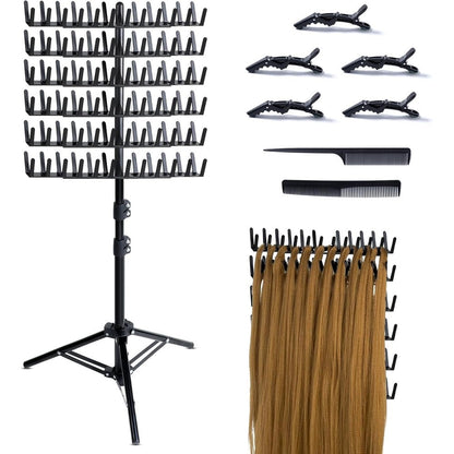 Eastdone standing braiding hair rack front view displaying 144 pegs for hair extension separation.