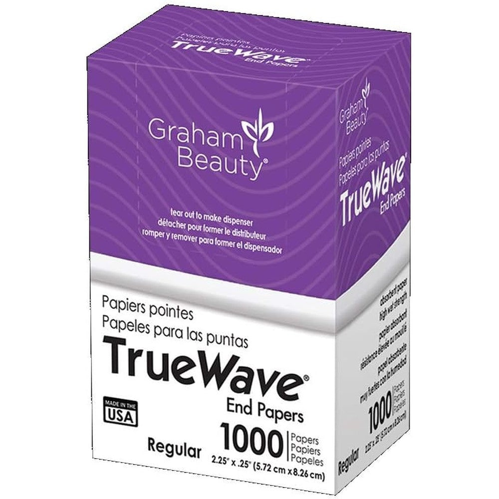 Graham Beauty TrueWave End Papers front view professional 1000 count packaging box