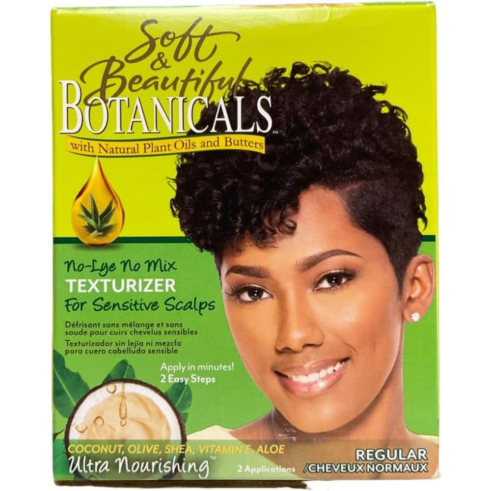 Soft And Beautiful Botanicals Regular Texturizer pack of six front view showing packaging details for sensitive scalps.