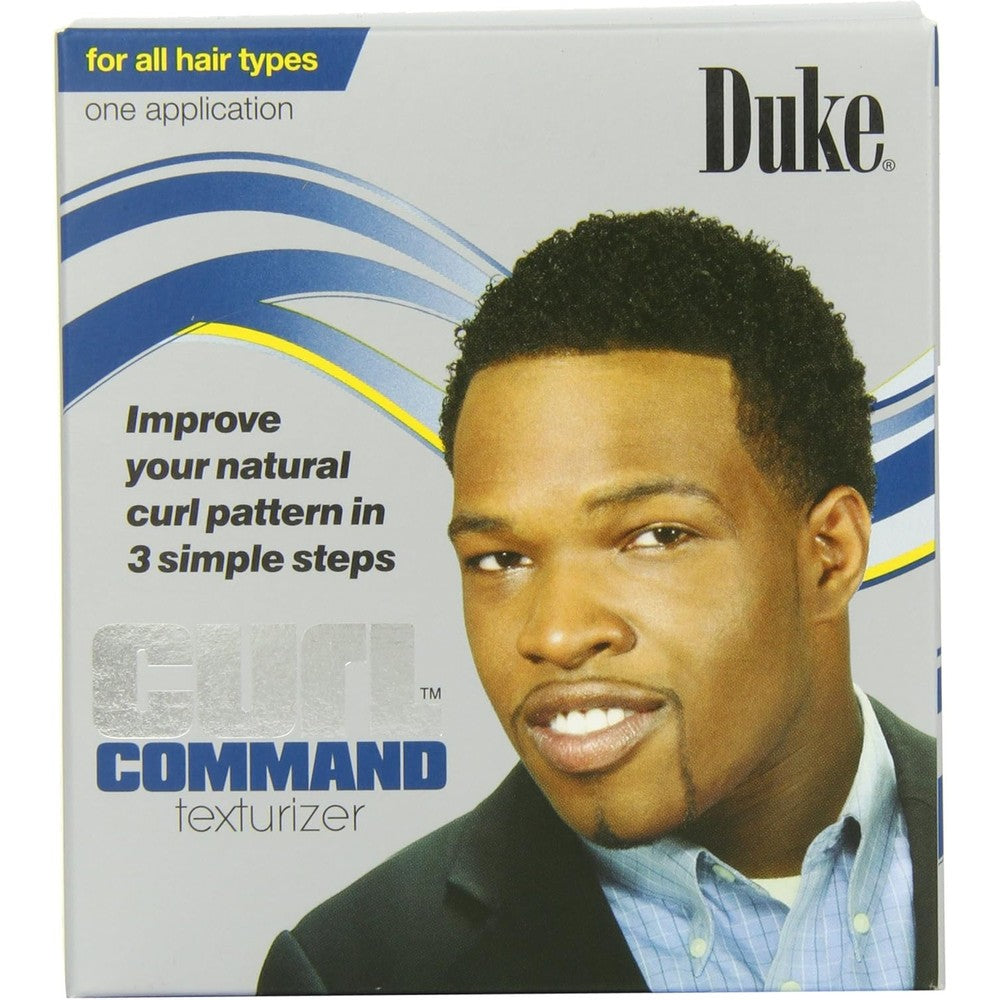 Duke Curl Command Texturizer Kit front view of packaging showcasing the authentic USA imported texturing cream for men.