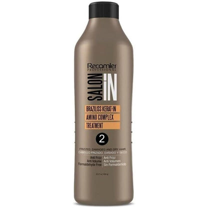 Saloon In Braziliss Permanent Hair Straightener front view salon bottle smoothing treatment