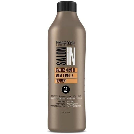 Saloon In Braziliss Permanent Hair Straightener front view salon bottle smoothing treatment