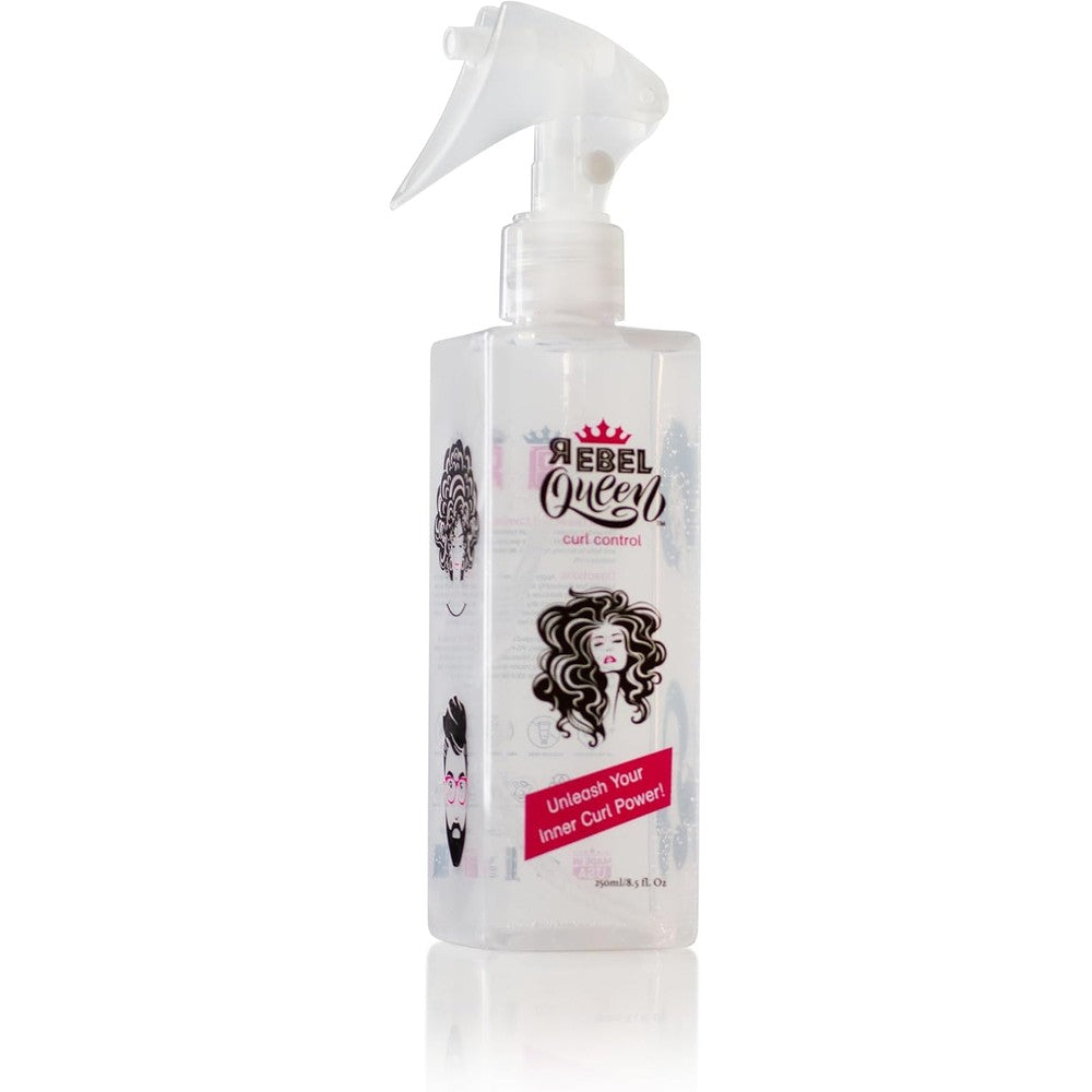 Rebel Queen Curl Control Spray front view bottle for curly hair