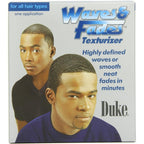 Duke Waves and Fades Texturizer Kit front packaging showing short hair wave styling.