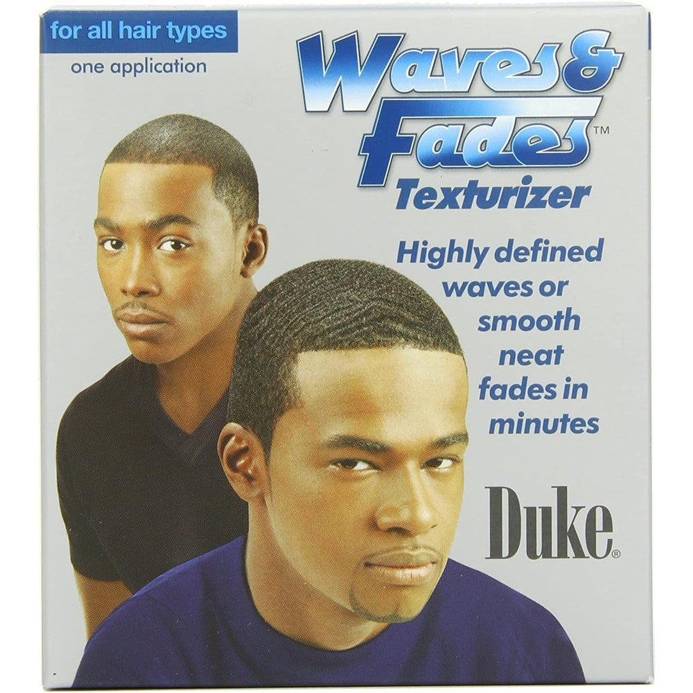 Duke Waves and Fades Texturizer Kit front packaging showing short hair wave styling.