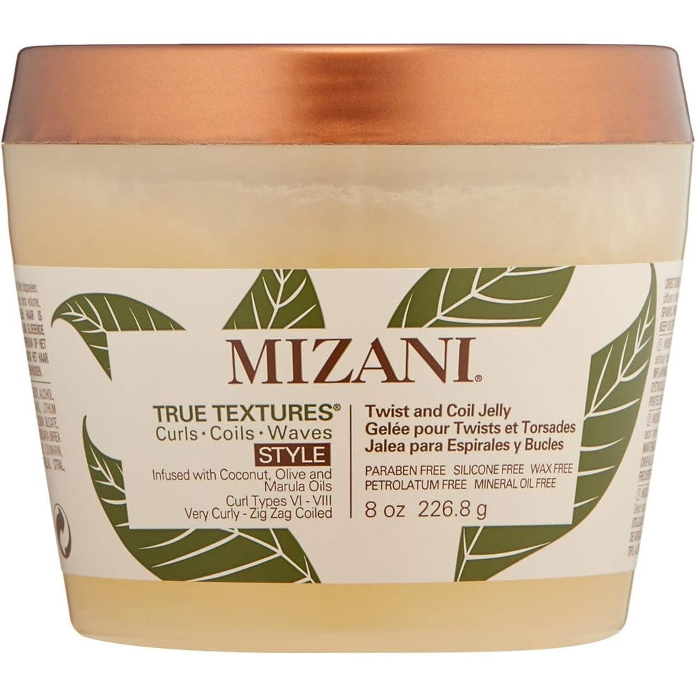 Mizani True Textures Twist And Coil Jelly front view showing packaging details for curl definition