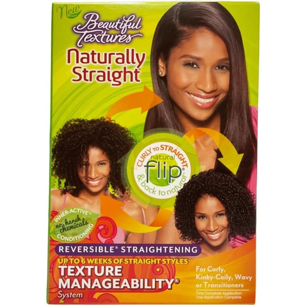 Beautiful Textures Naturally Straight Texturizer Kit front view of two pack boxes for hair straightening