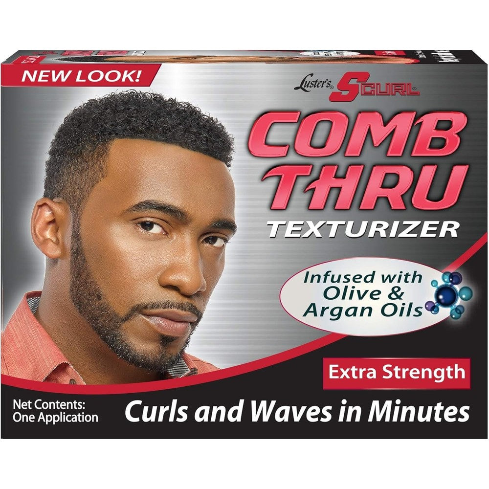 Lusters S Curl Extra Strength Texturizer Pack of Three front view showcasing premium packaging for men's hair grooming.