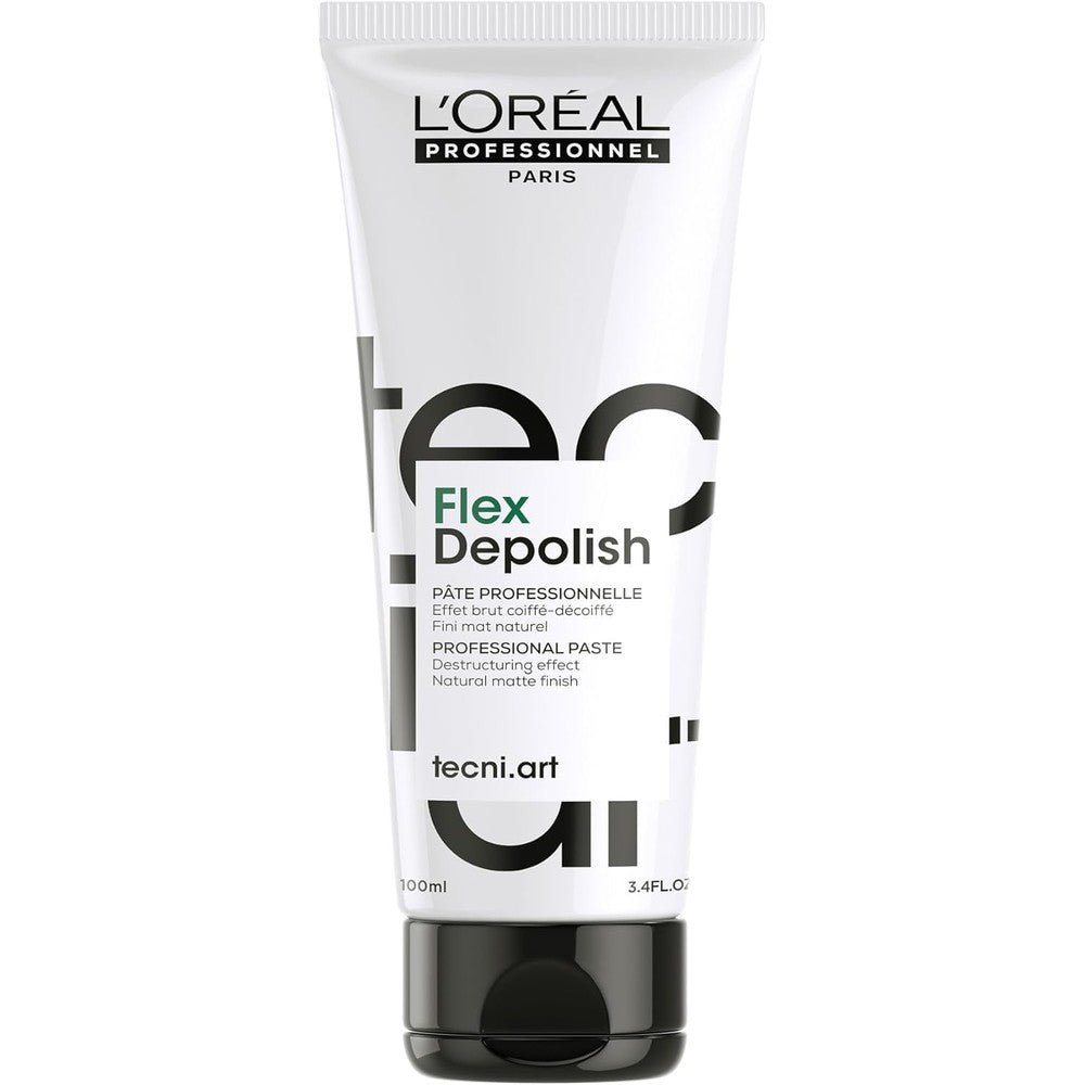 L'Oréal Professionnel Paris Tecni.ART Flex Depolish texturizing paste front view showing product packaging.