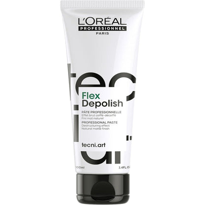 L'Oréal Professionnel Paris Tecni.ART Flex Depolish texturizing paste front view showing product packaging.