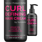 Sunatoria Curl Cream front view of the 8.1 fluid ounce bottle showing lightweight leave-in curl defining cream branding