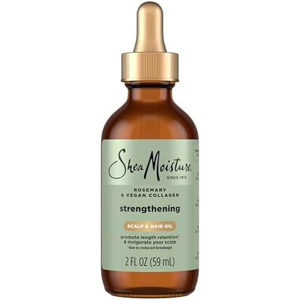SheaMoisture Strengthening Scalp and Hair Oil front view for length retention hair treatment.
