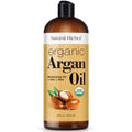 Natural Riches Organic Argan Oil of Morocco 16 Fluid Ounce bottle front view showing pure hair serum labeling.