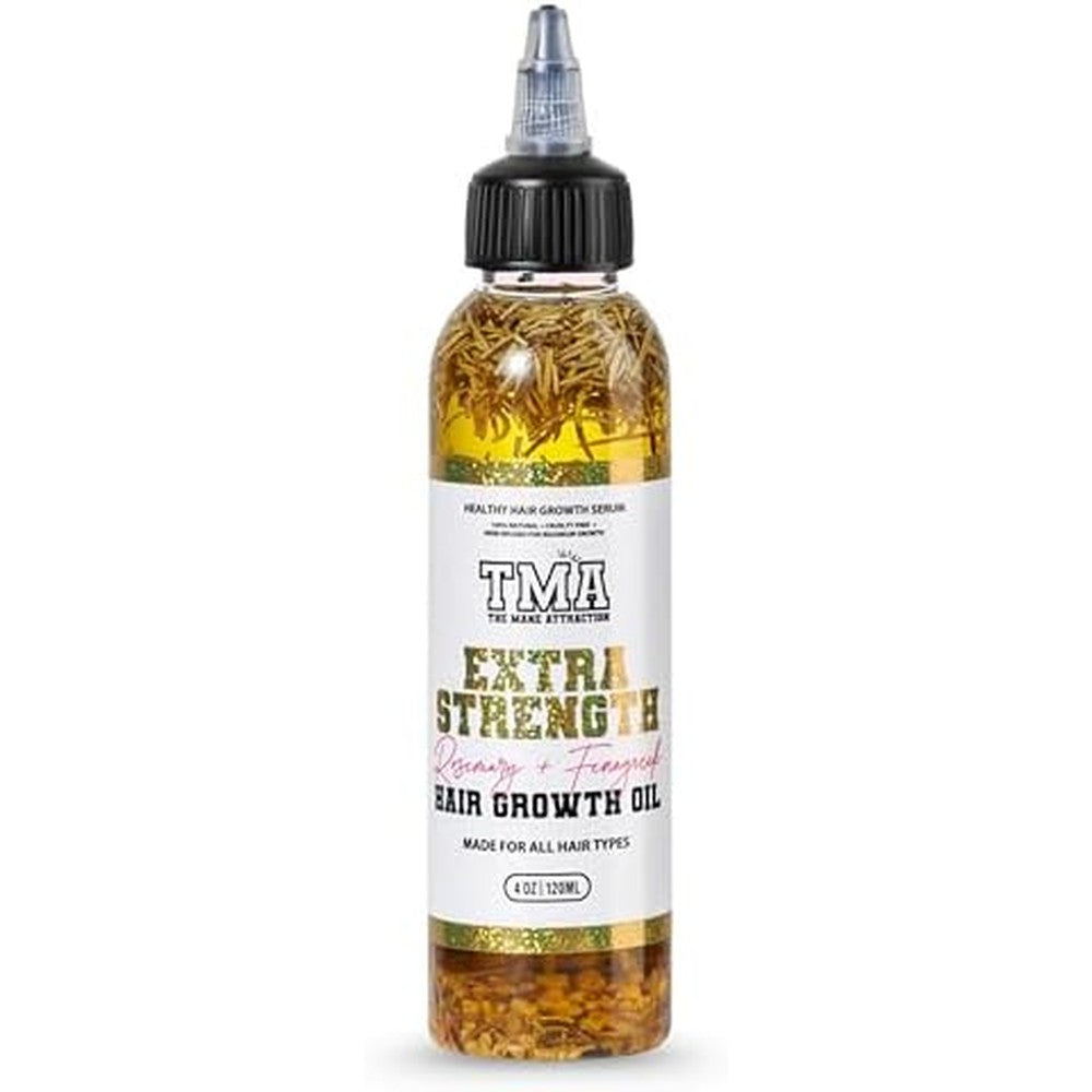 The Mane Attraction Extra Strength Rosemary and Fenugreek Herbal Hair Growth Oil front view bottle for natural scalp treatment