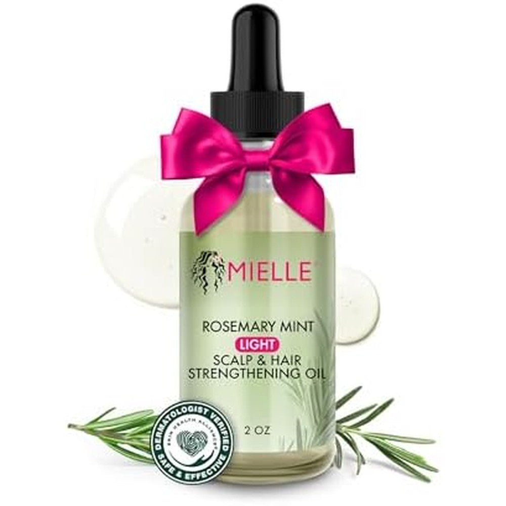 Mielle Organics Rosemary Mint Light Scalp And Hair Strengthening Oil front view for hair growth routine