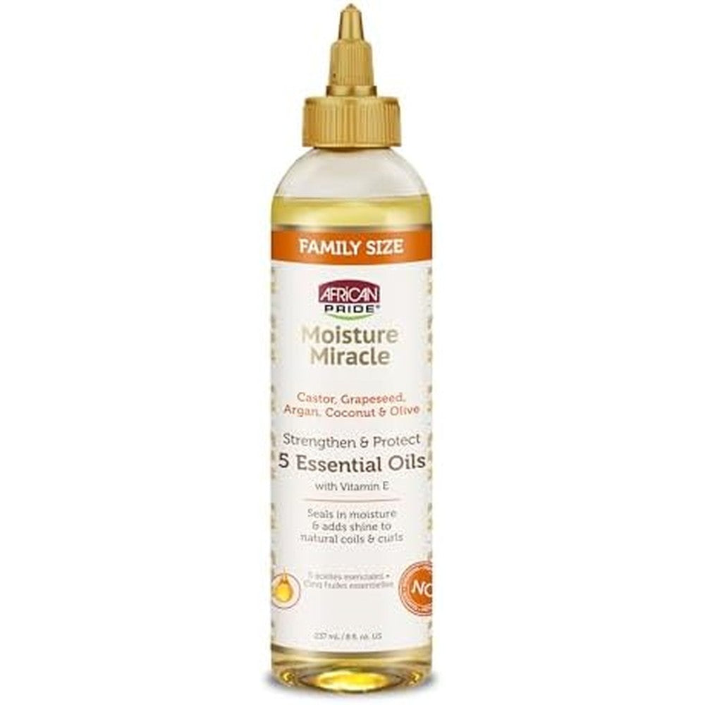 African Pride Moisture Miracle 5 Essential Hair Oils front view bottle packaging