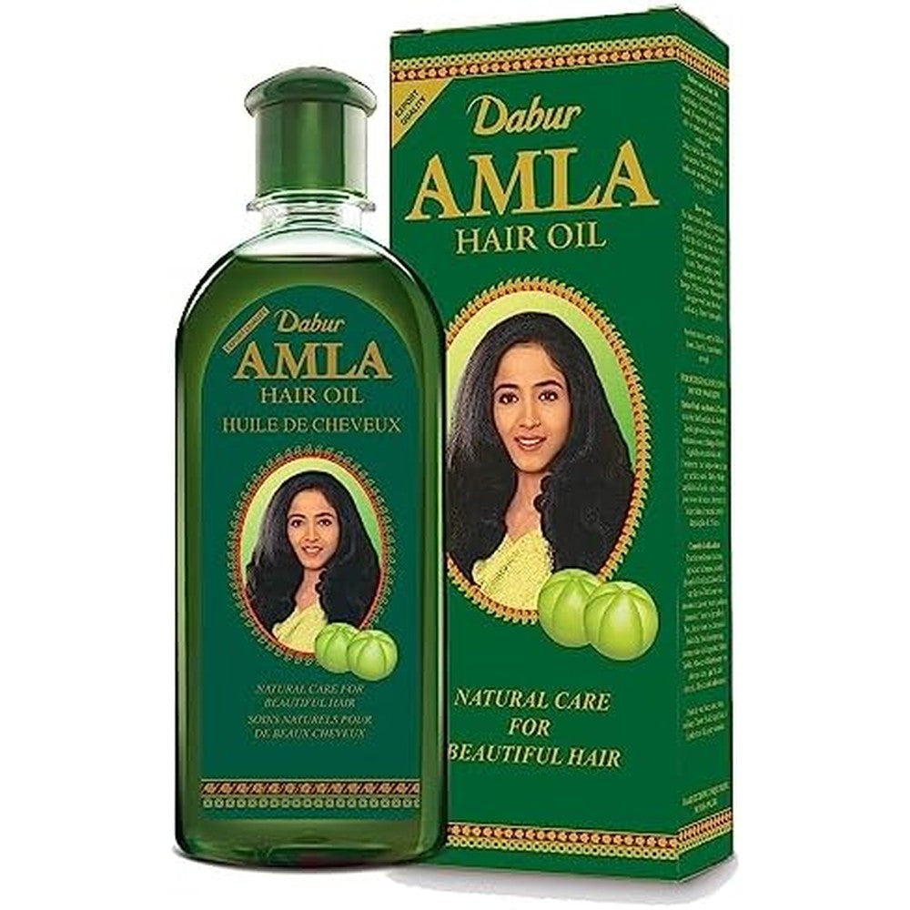Dabur Amla Hair Oil front view bottle for traditional Indian hair care routine.
