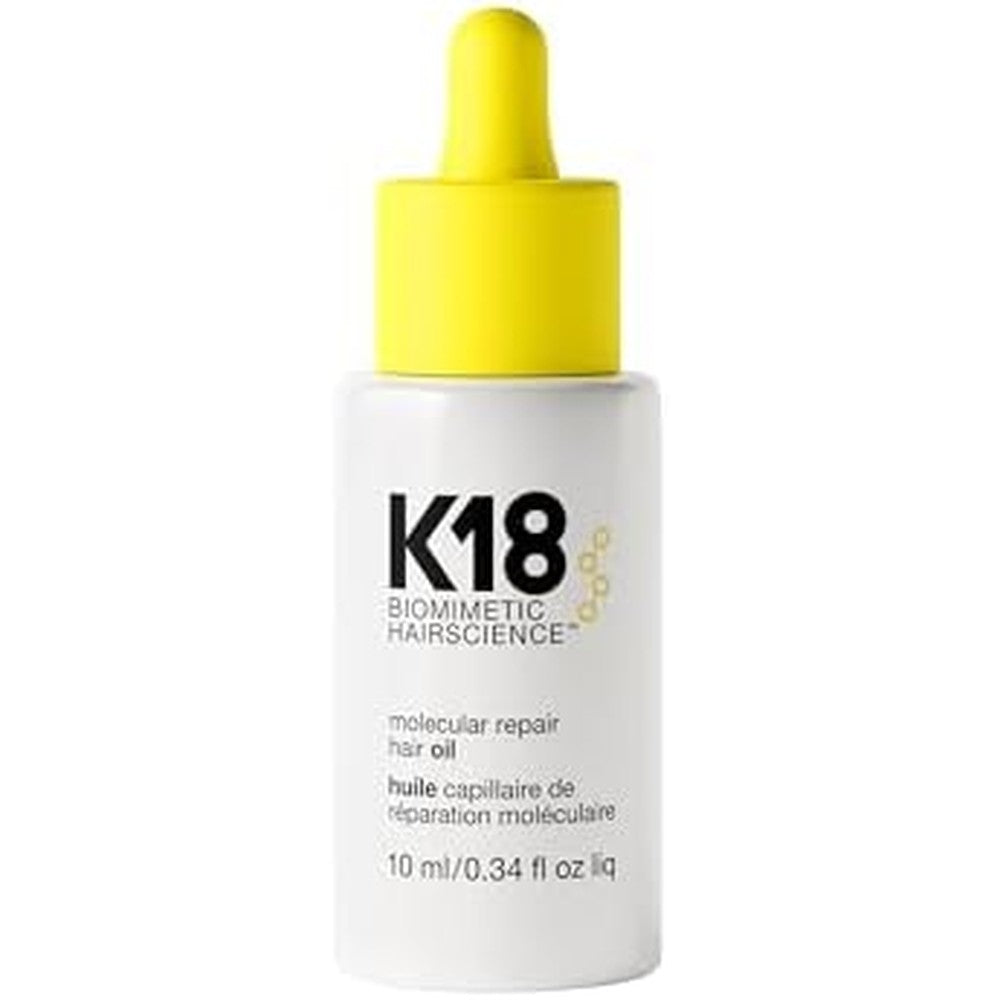 K18 Molecular Repair Hair Oil 10ml bottle for weightless damage repair and frizz control