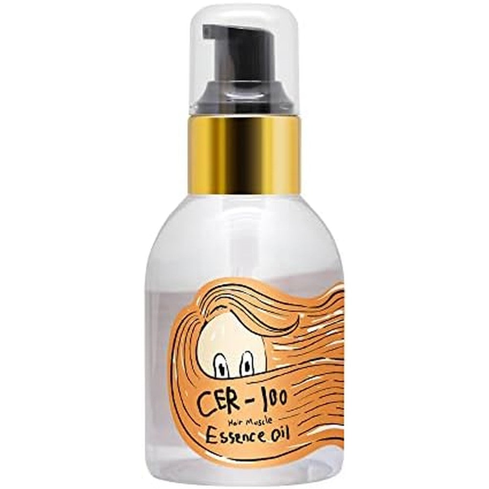 Elizavecca CER-100 Hair Muscle Essence Oil front view showing the iconic orange hair cartoon packaging.