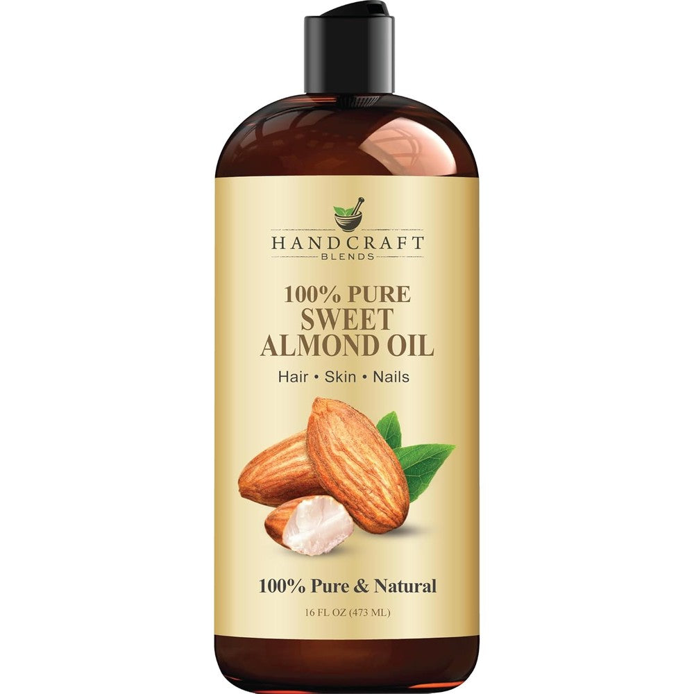 Handcraft Blends Sweet Almond Oil 16 fluid ounce bottle front view for premium skin care.