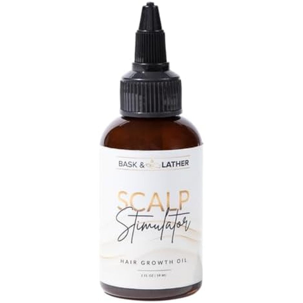 Bask And Lather Scalp Stimulator Hair Growth Oil front view bottle for scalp nourishment