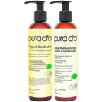 Pura D'Or Original Gold Label Anti-Thinning Biotin Shampoo and Conditioner Set front view bottles.