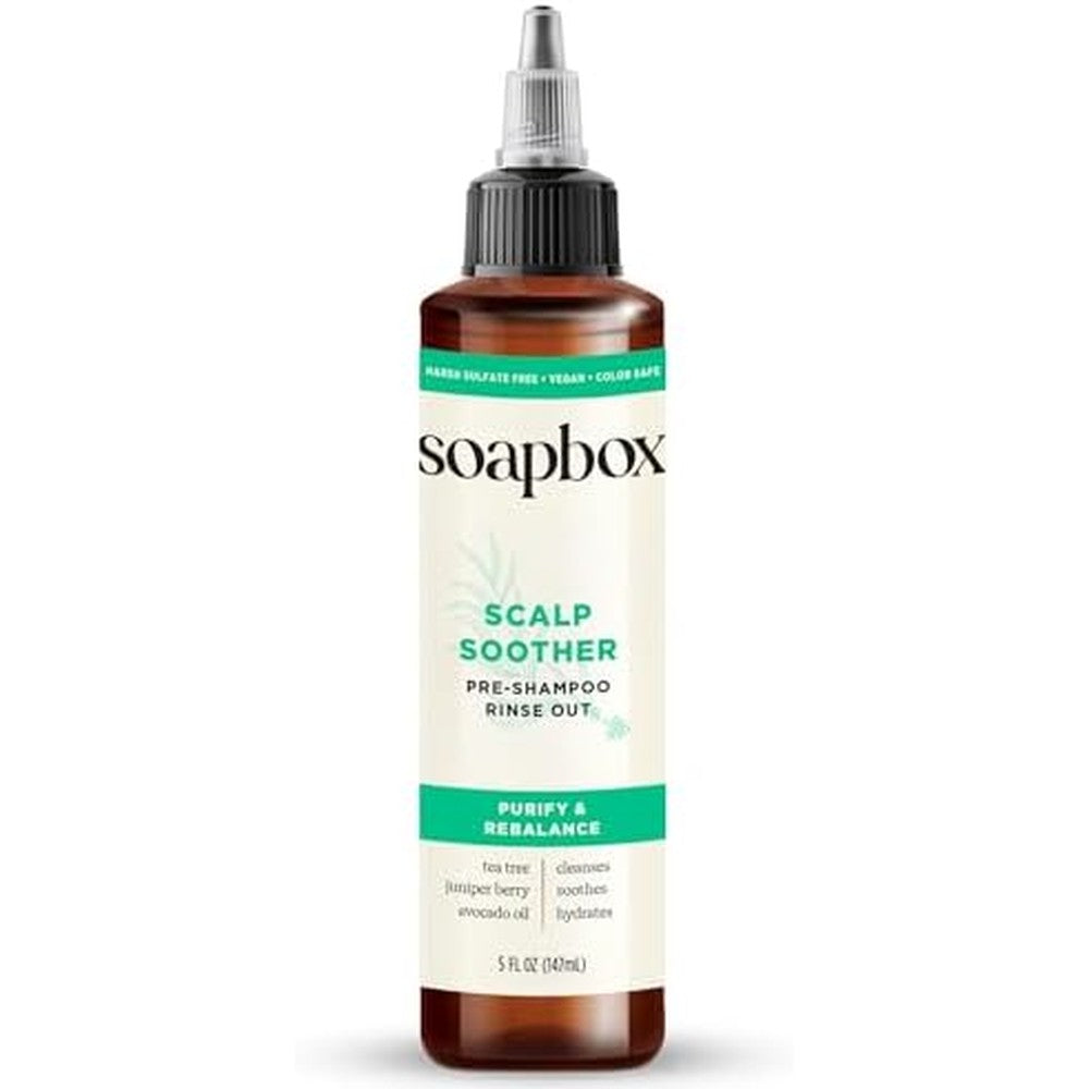 Soapbox Scalp Soother front view bottle with tea tree oil and pointed applicator tip