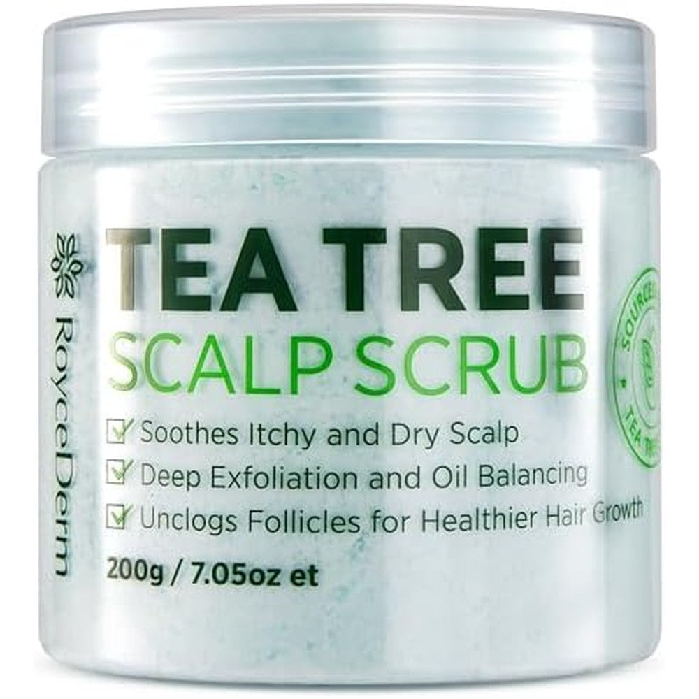 Roycederm tea tree scalp scrub jar front view packaging