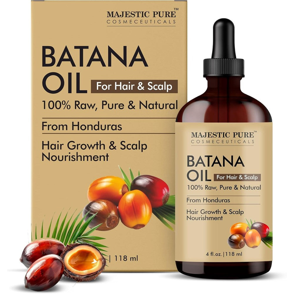 Majestic Pure Batana Oil bottle front view for hair nourishment