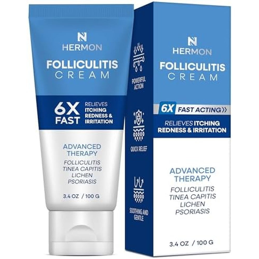 Technical Precision Hermon Folliculitis Cream front packaging view showing 100 gram size and branding.