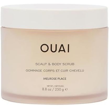 OUAI Scalp & Body Scrub 8.8 oz jar for skin exfoliation and buildup removal
