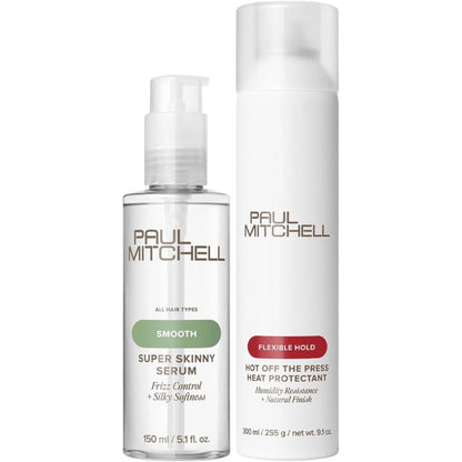 Paul Mitchell California Dreaming Smooth Roads Duo Set front view showing the serum and heat protectant spray bottles.