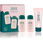Coco and Eve Hydrated Hair Superstars set front view packaging showing shampoo, conditioner, and hair masque