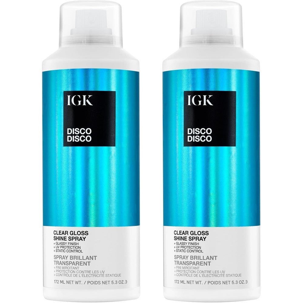 IGK Disco Disco Clear Gloss Shine Spray front view bottle packaging