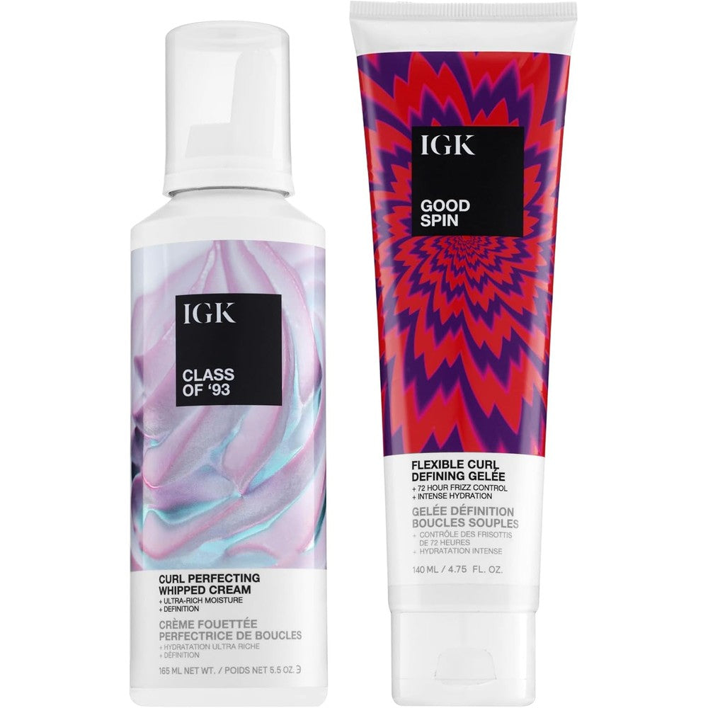 IGK Class Of 93 Texture And Hold Cream And Good Spin Gelee front view showing product packaging and branding
