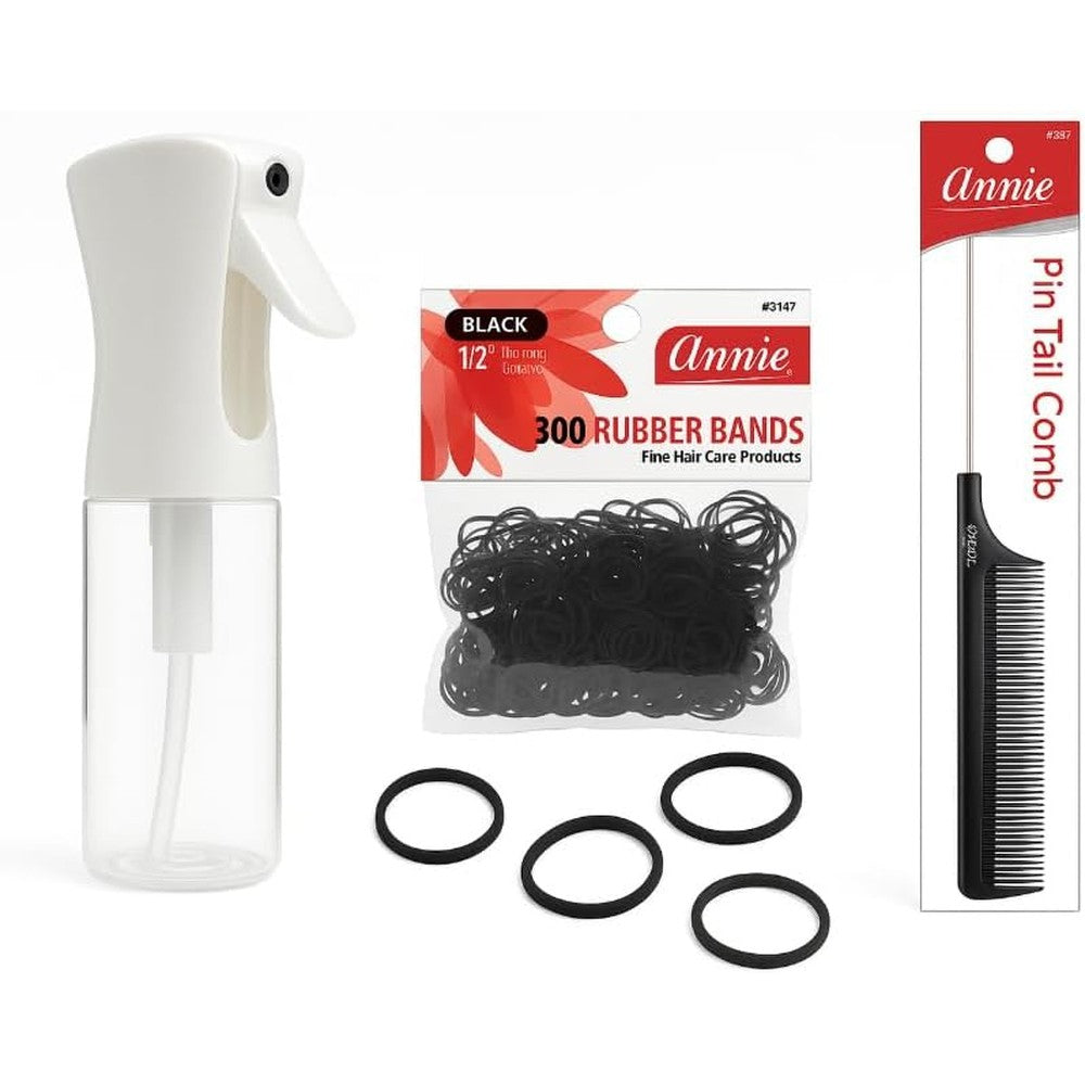Yebeauty Sosun Beauty Hair Care Set front view featuring white continuous mist spray bottle and styling tools.